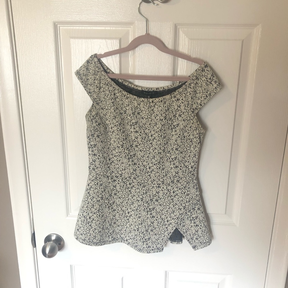 Dynamite Black/White Peplum Style Top
